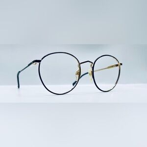 Vintage Portfolio Black Gold Round Sunglasses Frames Only